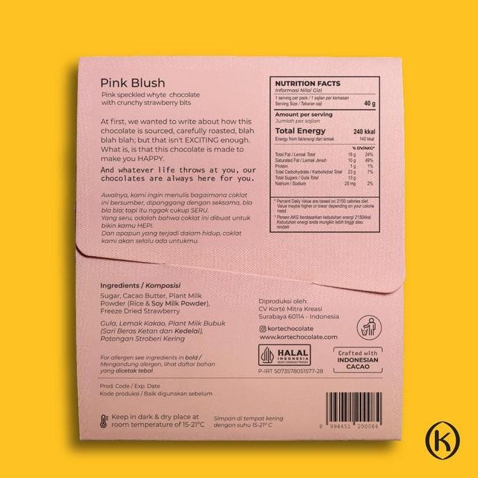 

Korte Pink Blush Chocolate Bar