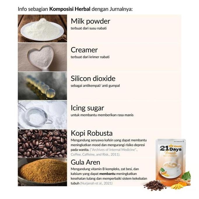 

21 Days KopiFemale Coffee 100g - Kopi Gula Aren dengan Formula Aktif untuk Wanita