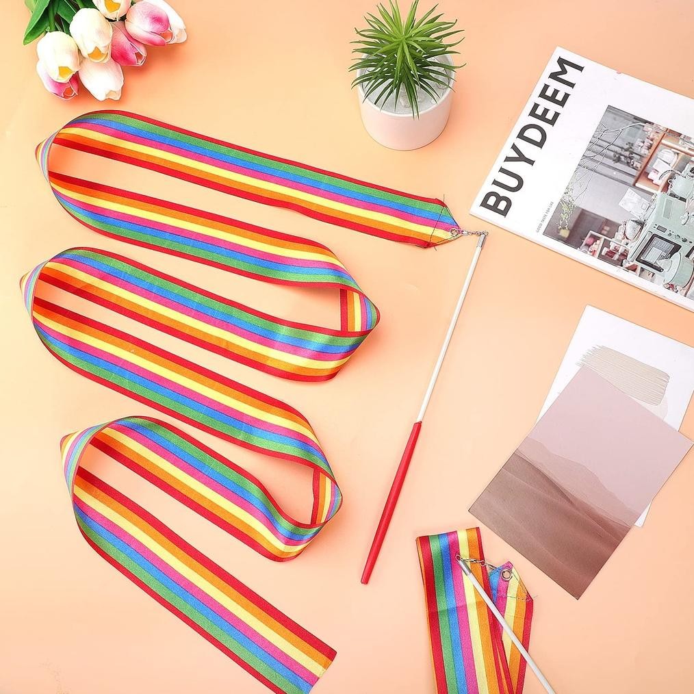 Premium 4m Twirling Ribbon Colorful Ballet Ribbon Alat Tari Tamborin Gereja Props Senam Ballet Pita 
