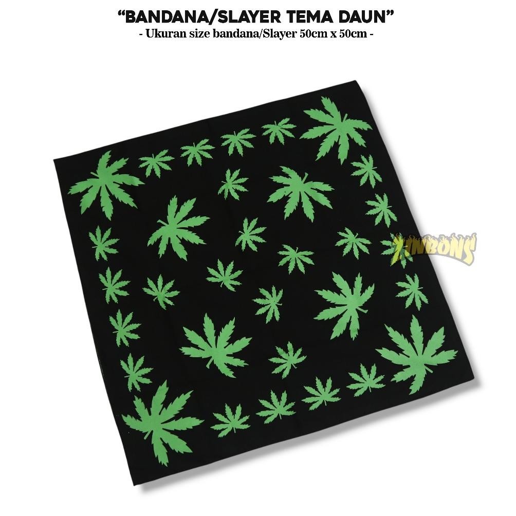 Bandana Keren Bandana Reggae Slayer Motif Daun Hijau Syal Musik Aksesoris Fashion/Outfit Bisa Di Gun