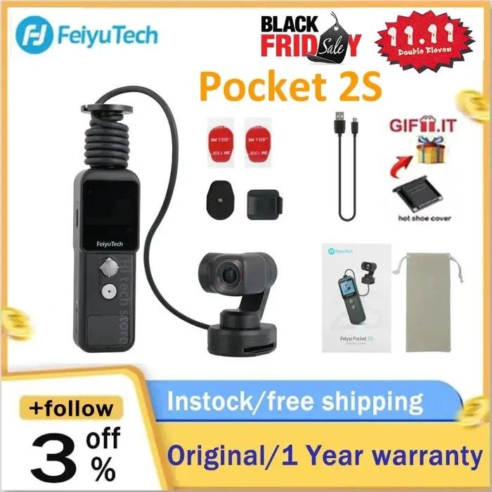 FeiyuTech Feiyu Pocket 2S 3-Axis Gimbal Camera Split Design Magnetic