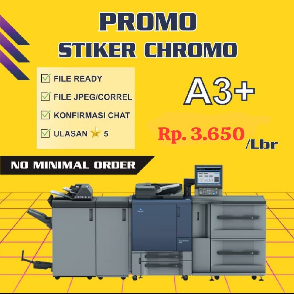 

PROMO CETAK Sticker A3+ HVS/Chromo Custom Label Packaging Kemasan Makanan Minuman Tahan Lama Kualitas Baik