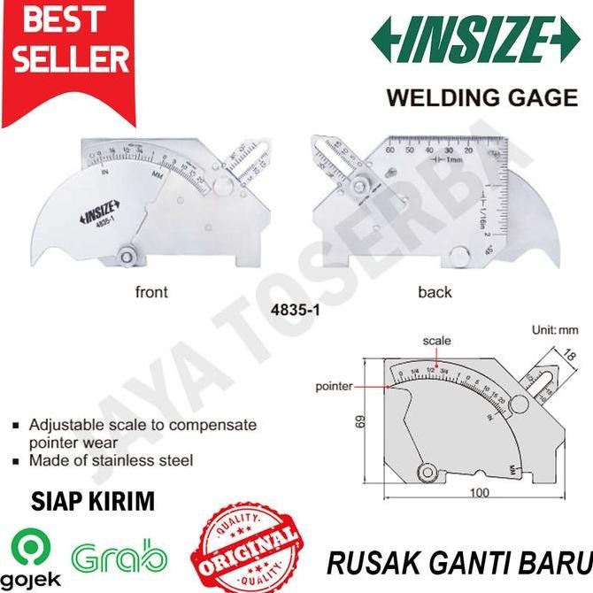 INSIZE WELDING GAGE ATAU WELDING GAUGE 4835-1 ORIGINAL DAN TERPERCAYA
