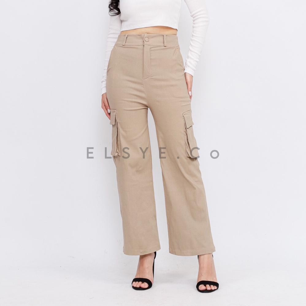 Pl30 Celana Cargo Pants - Highwaist Loose Cargo - Celana Kargo Wanita