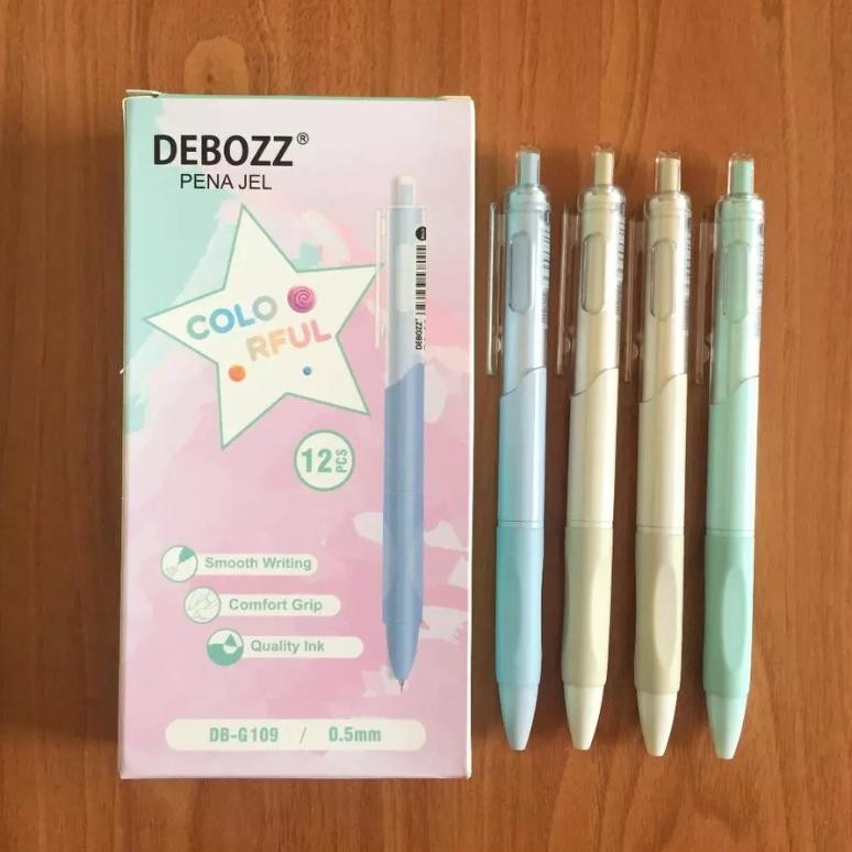 

[1 Lusin/ 12 Pcs] Pulpen Bolpen Gel Pen Cetek Colorful Debozz DB-G109 Hitam 0.5mm DiM