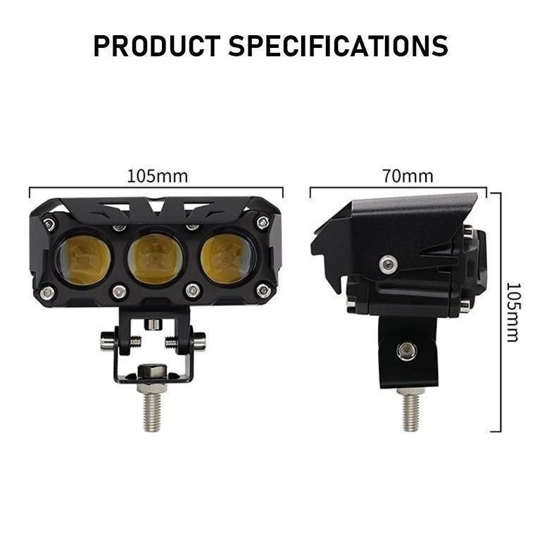 fj-44 TGC-1924 60w LAMPU TEMBAK SQL 3 MATA LASER GUN PUTIH - KUNING 12volt-24 VOLT MOBIL TRUCK FUSO 