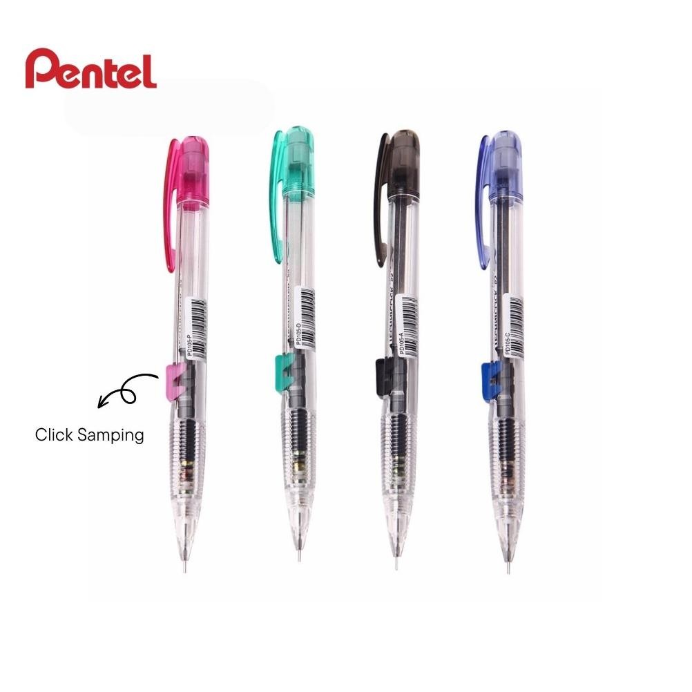

Pensil Mekanik Pentel PD105T Tip 0.5 mm 2B Techniclick Click Samping Barel Transparant Mechanical Pencil Side Press - Satuan - SHABQ DiM