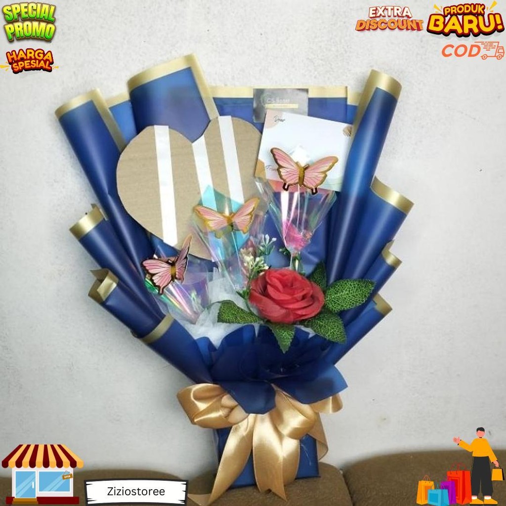 

Buket Kosongan Love Mix Kupu Kupu Bunga Mawarkerangka Buat Snack/Kopi/Foto/Coklat Buket Wisuda, Anniversary Hadiah Kado Promo 6.6