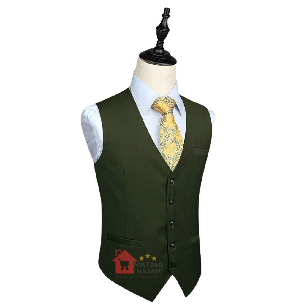 Rompi Formal Pria Matjar Najah > Vest Pria > Rompi Pria > Rompi Jas Pria Hijau Botol Terlaris Best Q