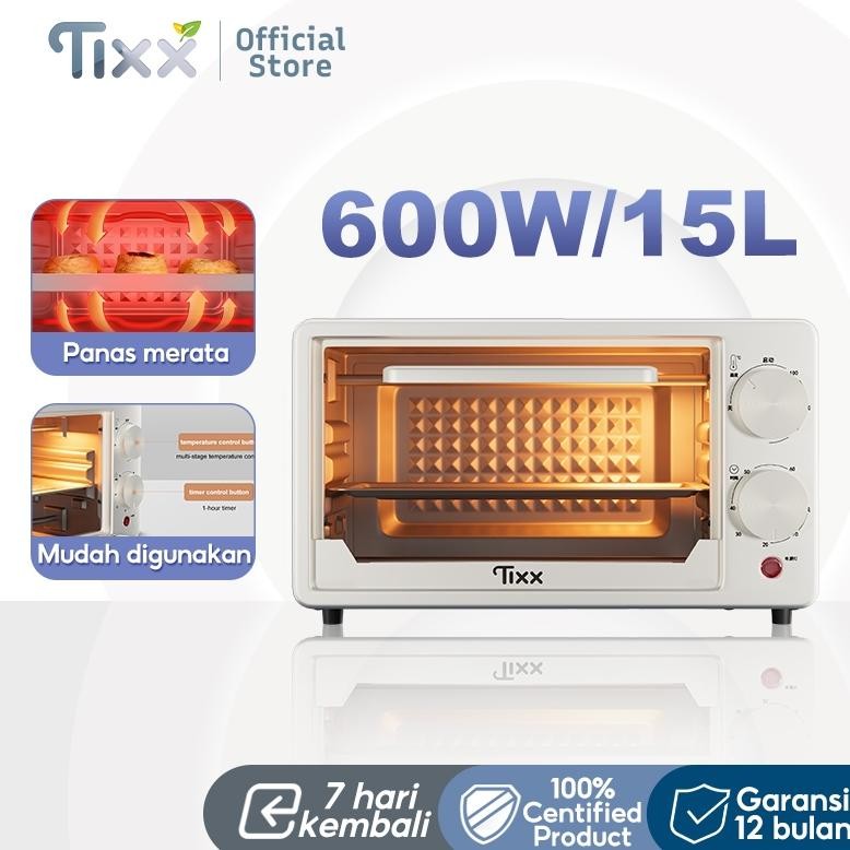Tixx Oven Listrik Low Watt 600 Watt Kapasitas 15L/30L Pemanggang Roti Breakfast Maker Oven Serbaguna
