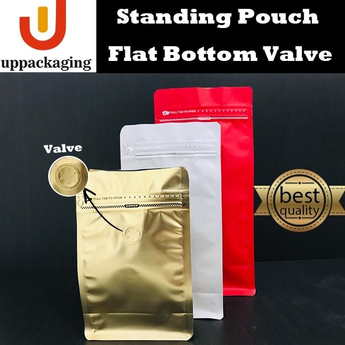 Bisa Cod Kemasan Kopi Kemasan Biji Kopi Standing Pouch Flat Bottom Valve Coffee Kemasan Kopi Premium