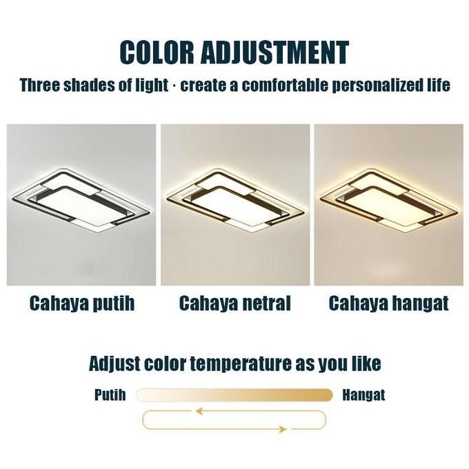 Lampu Plafon LED kotak Minimalis Ruang Tamu Peredupan tanpa lang
