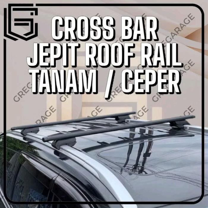 Rhino Cross Bar Jepit Roof Rail Tanam Model Ceper Tanpa Celah All New Pajero, Fortuner, Rush, Terios