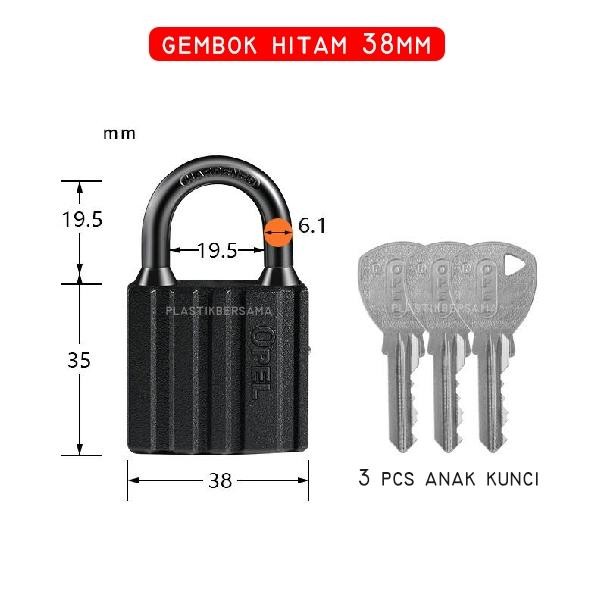 Gembok Pintu Pagar Rumah Hitam 38 50 62 75 mm