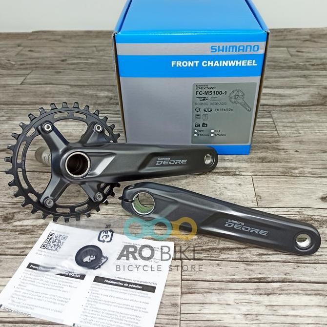 Diskon Crank Shimano Deore M100 32T Hollowtech 2 Crankset Ht2 Single Mtb Murah