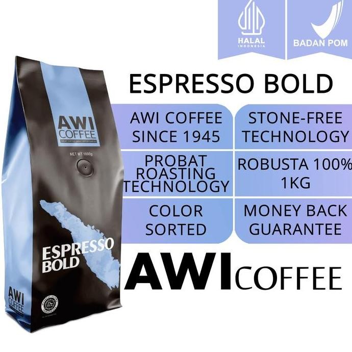 

Awi Coffee Espresso Bold Biji 1Kg | Roasted Coffee Beans | Robusta 100% | Premium Grade 1 | Espresso | Latte | V60 | Vietnam Drip | Manual Brew | Americano | Es Kopi Susu Gula Aren