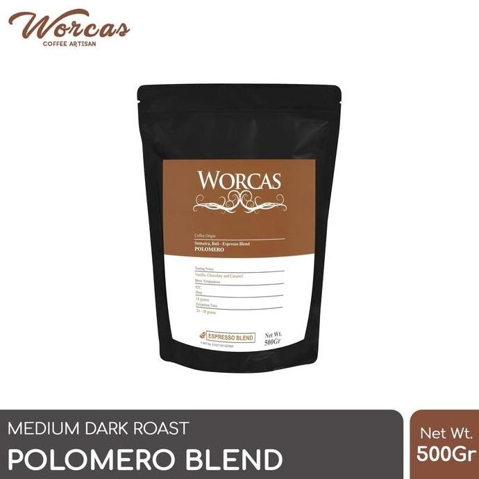 

Kopi Polomero Espresso Blend 500 Gram (Biji/Bubuk) | Worcas Coffee