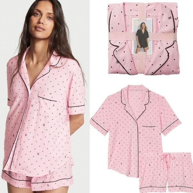 Terbaru Set Piyama Victoria Secret Katun Supersoft Modal Short Pajamas Set