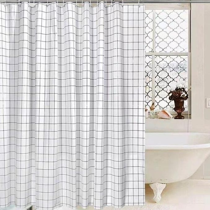 TIRAI KAMAR MANDI 180X180CM BAHAN TEBAL - TIRAI SHOWER ANTI AIR PEVA DENGAN RING HOOK - SHOWER CURTA