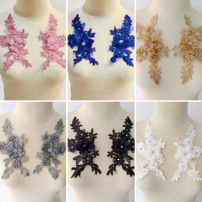 

!!!!!!] sepasang bordir bunga 3d, aplikasi bordir