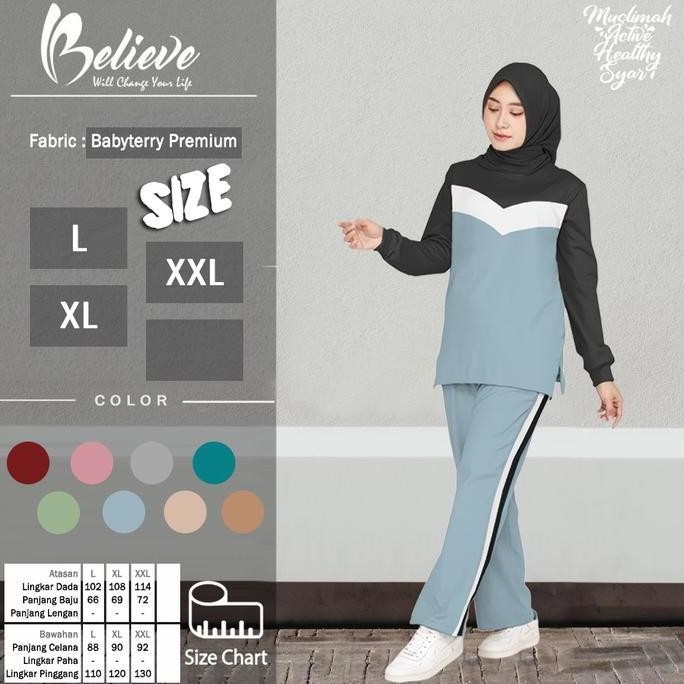 VN SET SETELAN KAOS CELANA OLAHRAGA MUSLIMAH TRAINING SENAM WANITA LENGAN PANJANG JUMBO BIG SIZE L X