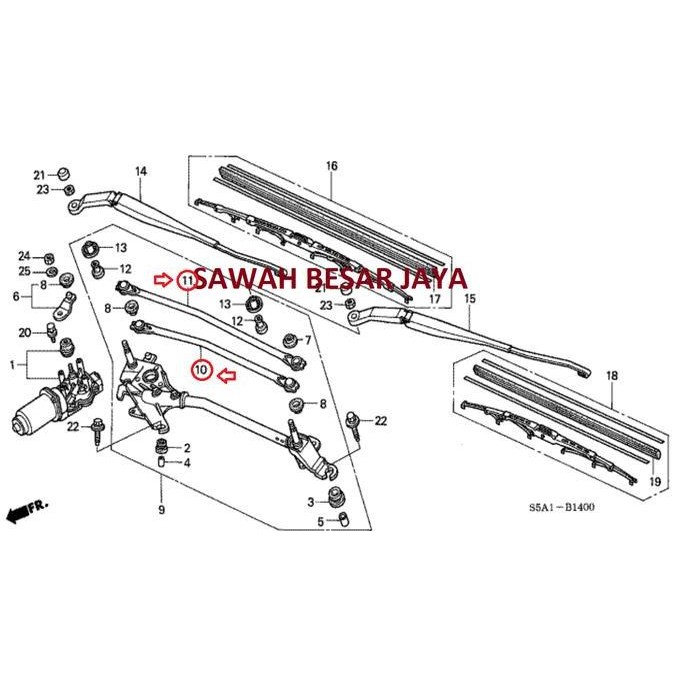 Rod Unit A B - Bush Link Stang Besi Wiper Wifer Depan Honda Civic Es Century Vti Vtis 2001 2002 2003