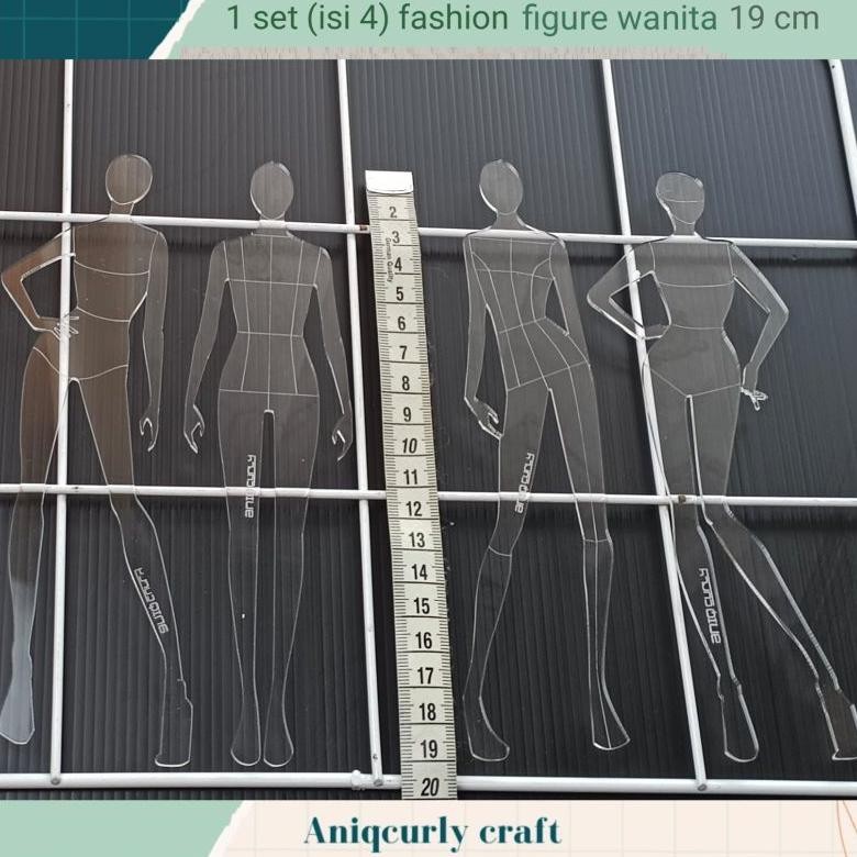 

1 set ( isi 4 pcs ) penggaris fashion figure/proporsi tubuh wanita tinggi 19cm/A5