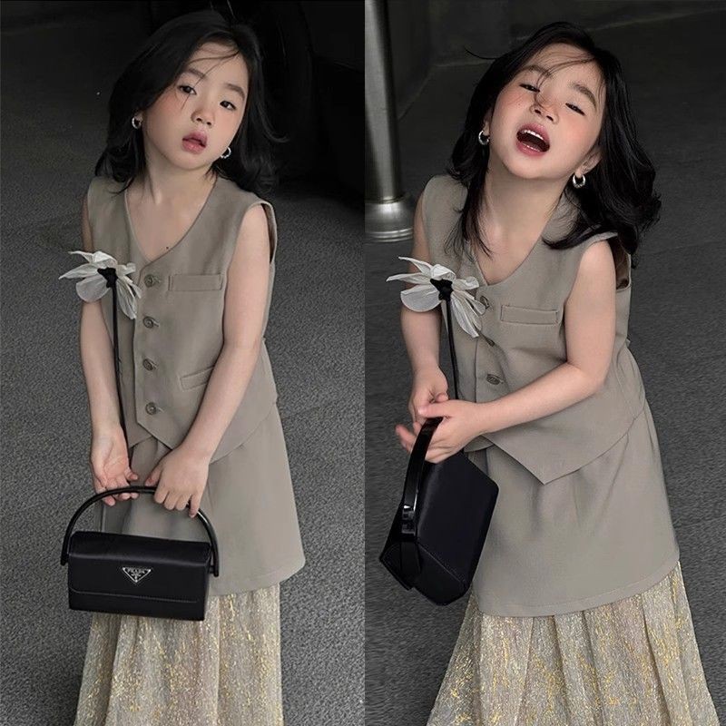 Set Rompi dan Rok Gadis Gaya Korea Desain Niche Little Chanel