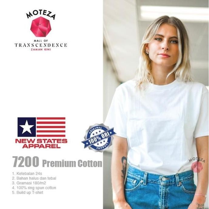 BARU Kaos Polos NSA ( New States Apparel ) 7200 Premium Cotton 24s - PUTIH & WARNA - SIZE S M L XL X
