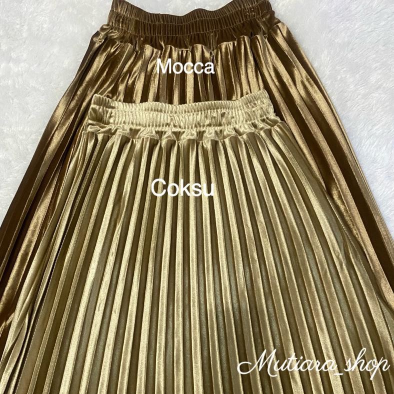 {Salt} Rok Plisket Bludru Velvet Pendek 7/8 Premium /Rok Plisket Bludru Pendek/Rok Plisket Bludru Pr