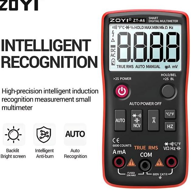 Zoyi Zt A6 Pengukur Arus Listrik Dital Multitester Ac Dc 1Mf Ncv