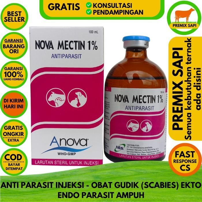 Nova Mectin 1% 100Ml - Obat Antiparasit ( Cacing/Gudeg ) Pada Hewan - Like Wormectin Intermectin