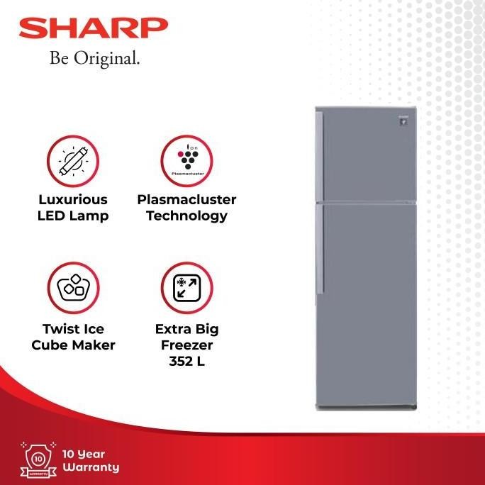 Sharp Kulkas 2 Pintu Plasmacluster Sj-450Gp-Sd
