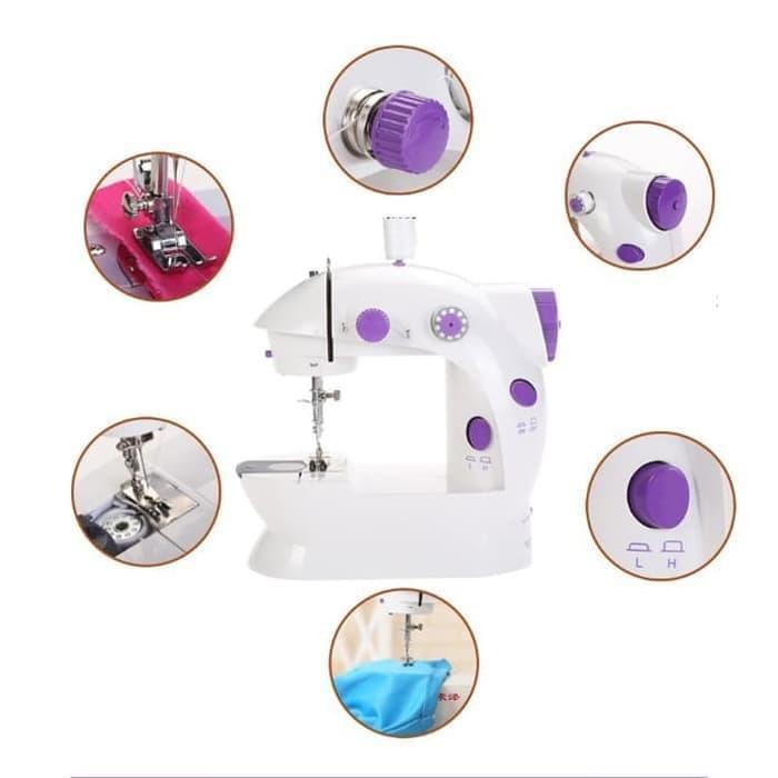 Mesin Jahit Mini Portable Sm-202Au Dengan Lampu Dan Pedal Kaki - Mesin Jahit Efisien Untuk Pakaian D