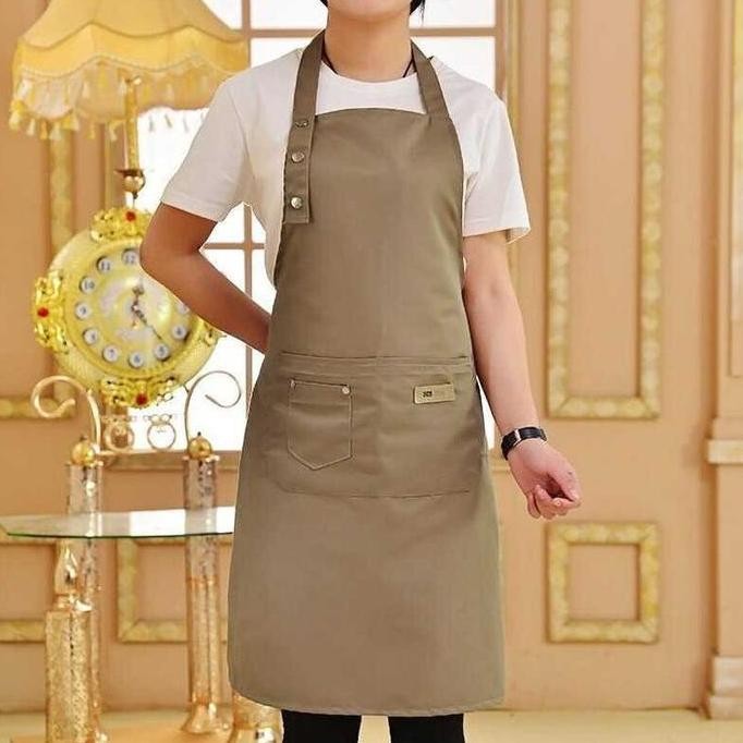 

Terlaris One Two Cups Celemek Masak Apron Dapur Canvas Strap Kancing - Agd01