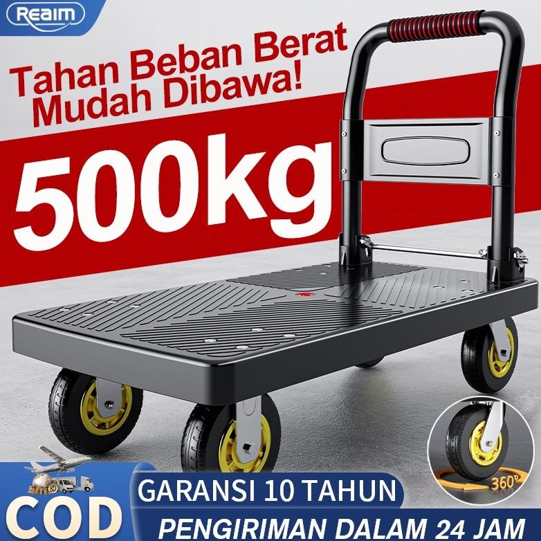 -trolley troli Barang Lipat 500kg Handtruck Besi Silent Wheel Troli Besi Serbaguna troli Lipat porta