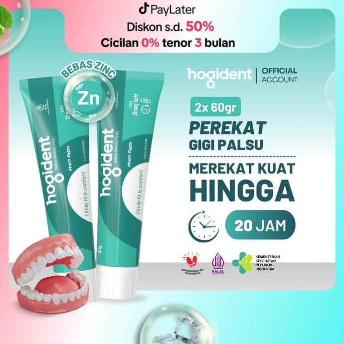

New Product - [Super Hemat] Hogident Lem Perekat Gigi Palsu Tahan Hingga 20 Jam - Bundling 2Pcs 60Gram Kiarastoreku