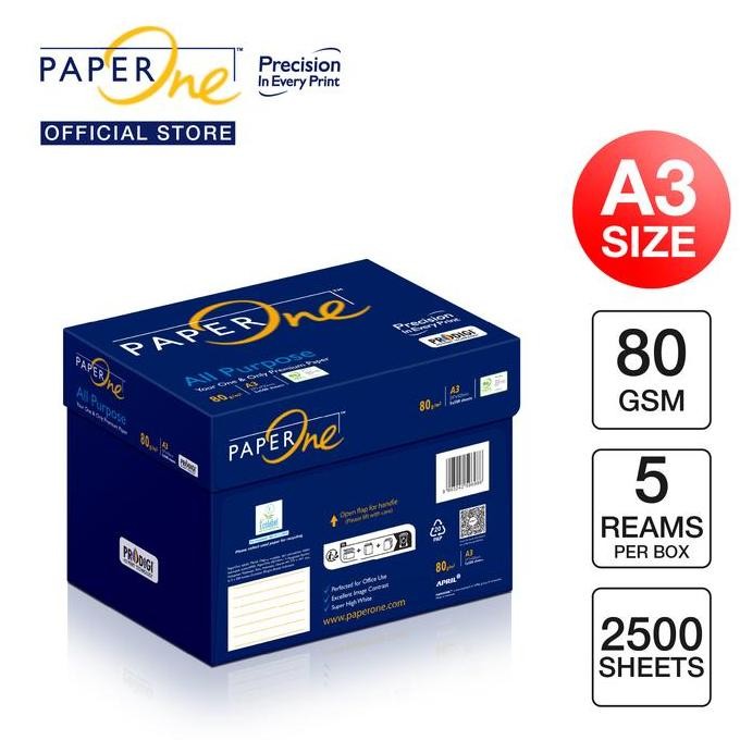 

PaperOne Kertas A3 80gr All Purpose 1 Box (2500 lembar) Kertas HVS B2B