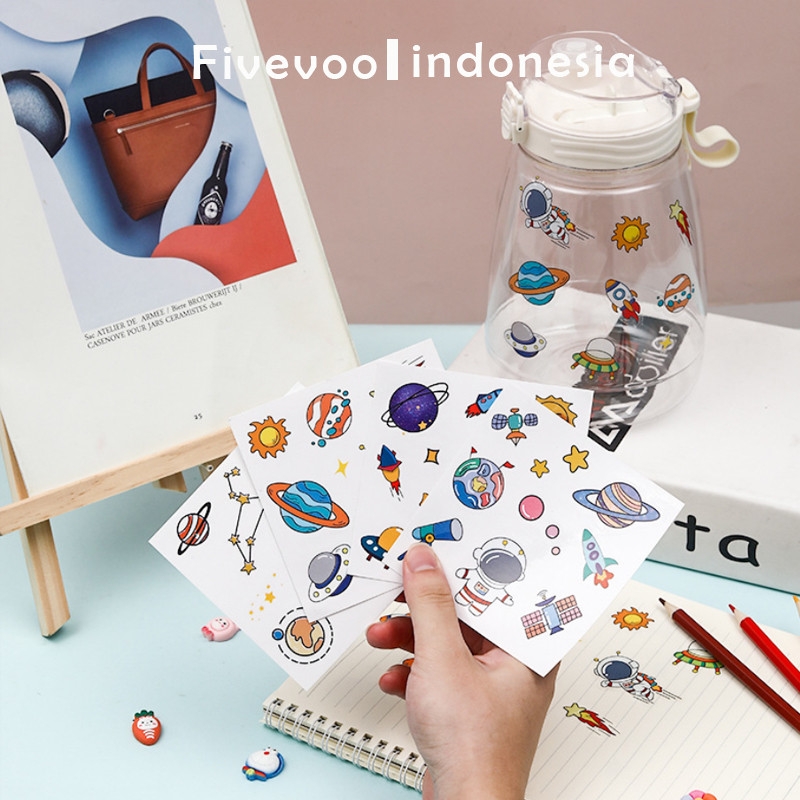 

FIVEVOO 5 PCS Stiker Anti Air untuk Handbook / Stiker Serbaguna / Stiker DIY Anak / Stiker Motif Kartun Lucu Anti Air