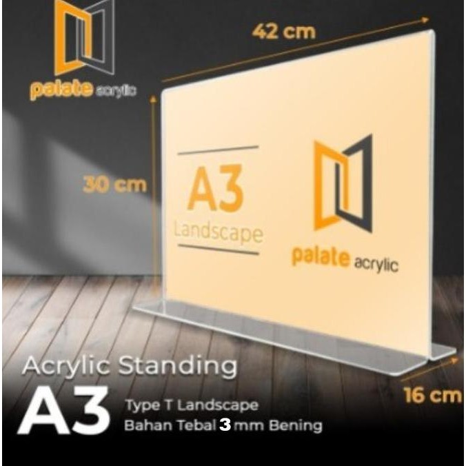 

New Product - Akrilik A3 / Acrylic Tent Holder /Akrilik Menu A3 T Landscape 3Mm Kiarastoreku