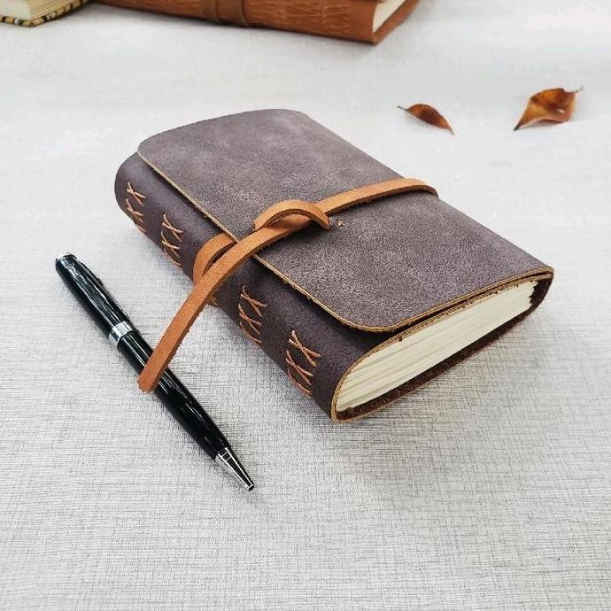 

New Product - A6 Notebook Leather Cover With Cross Stich Binding, Buku Catatan Khusus, Buku Hadiah Stationery - 120 Kiarastoreku