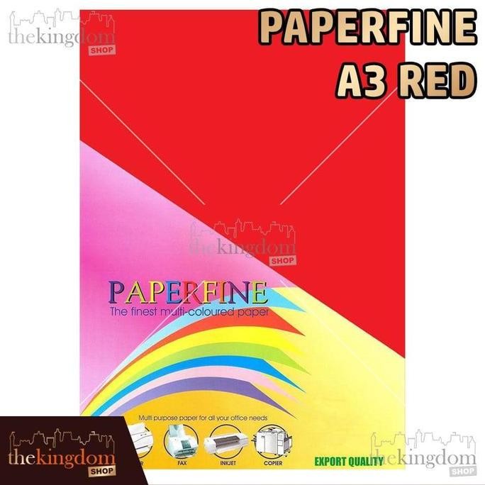 

New Product - Paperfine Kertas Hvs Warna A3 Red Merah Isi / 100 Lembar Kiarastoreku