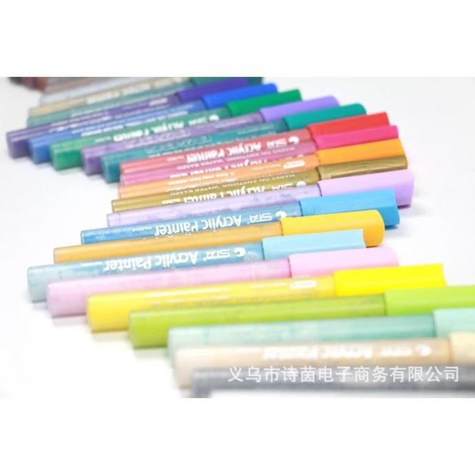 

12 Colours Acrylic Marker Spidol Warna Kaligrafi Dekor Spidol Akrilik Metalik Set Colour Co