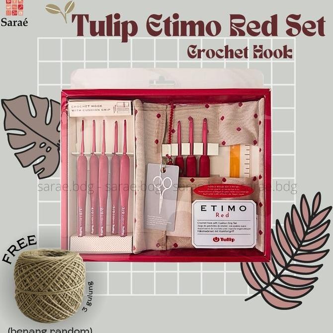 Tulip Etimo Red Crochet Hook Set / Hakpen Set Etimo Red (New) Co