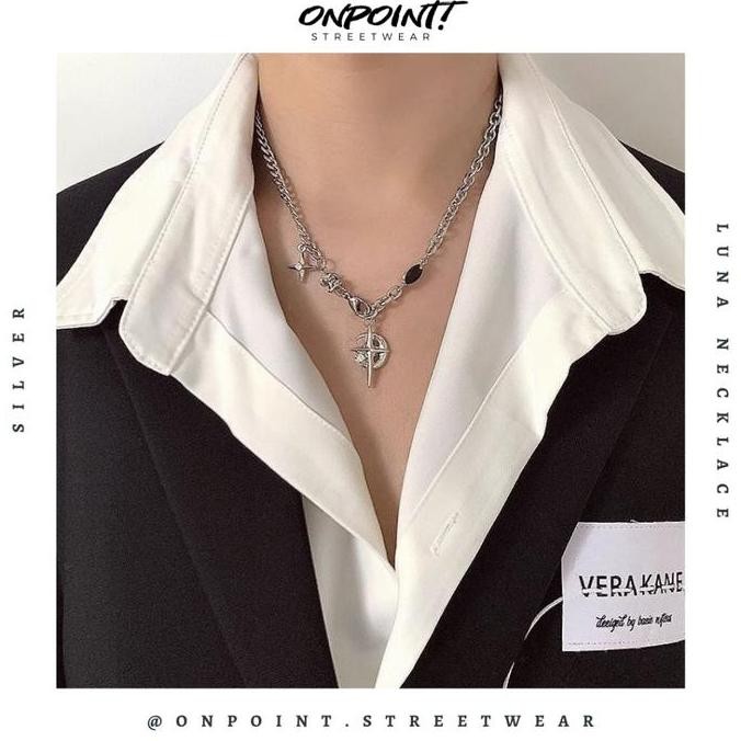 Luna Necklace - kalung pria aksesoris pria fashion silver korea streetwear kalung necklace perhiasan