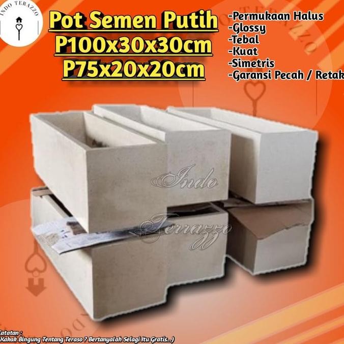 Terlaris Indo Terazzo Pot Panjang Semen Putih Pot Tanaman Pot Bunga