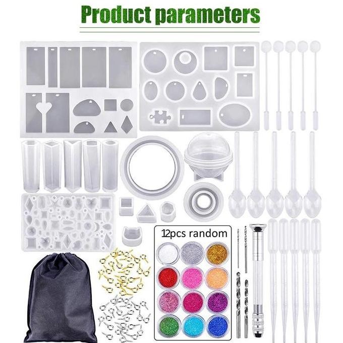 

94Pcs Resin Uv Kit Glitter Kristal Pembuat Lubang Cetakan Keychain Diy Kualitas Terbaik Harga Termurah