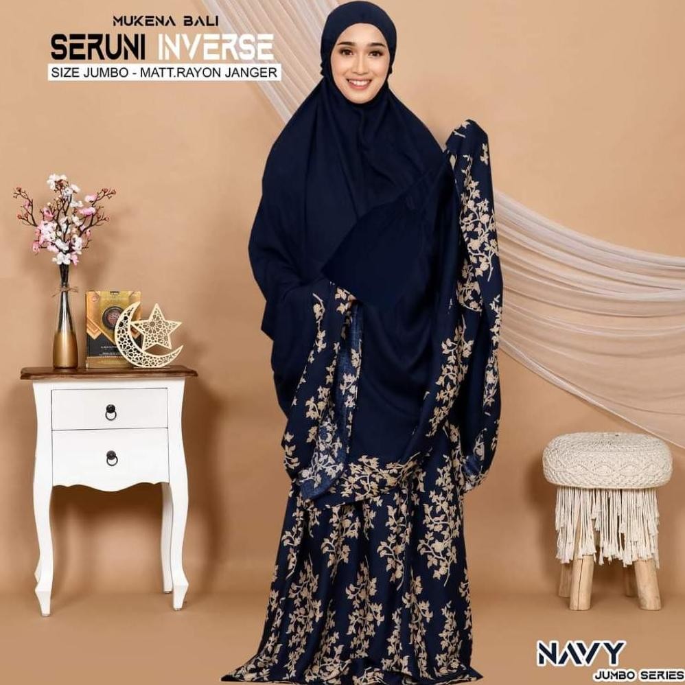 Cod Mukena Bali Asli Bali Adem Premium Jumbo Dewasa Motif Bunga Mukena Seruni Inverse It34