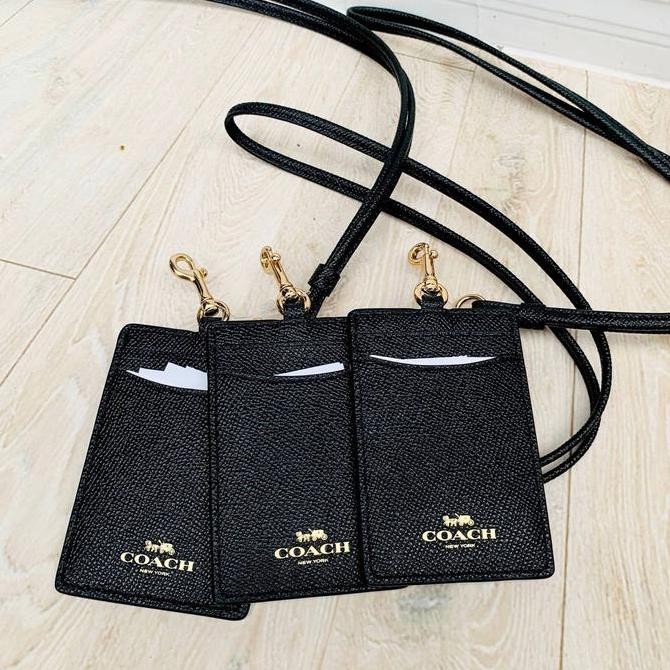 

Coach Id Lanyard Crossgrained Black Hitam Original Co