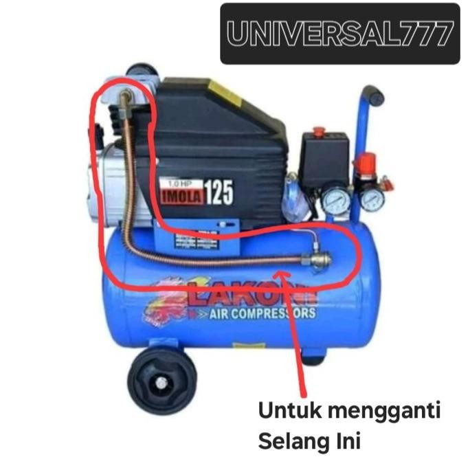 Selang Inlet Kompresor Lakoni Imola 125 Hose Head Ke Tabung Tangki Kompressor 3/8" Pipa Udara Angin 